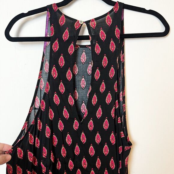 Free People Rendezvous Girl Slip Dress Black Purple Sz M Boho Asymmetrical - Picture 5 of 11